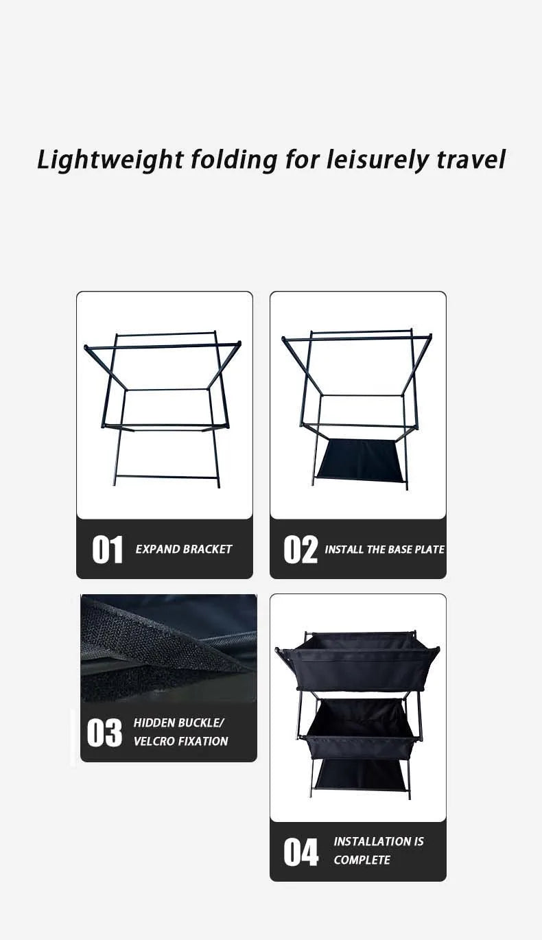 TARKA Camping nuevo estante de almacenamiento estante de almacenamiento portátil plegable de tres capas para Picnics estante de almacenamiento para barbacoa estante multifuncional