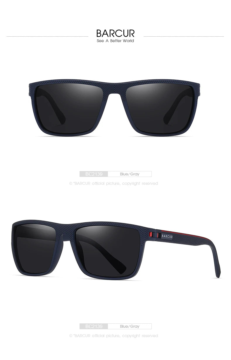 BARCUR-gafas de sol polarizadas TR90 para hombre y mujer, lentes deportivas ligeras, accesorio de protección UVAB