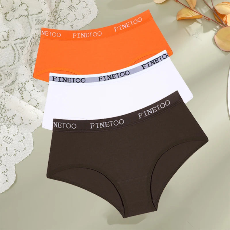 FINETOO, 3 uds., ropa interior con cinturón de algodón con letras, bragas para mujer, bragas sexis transpirables de cintura baja, lencerÃa cómoda elástica para mujer