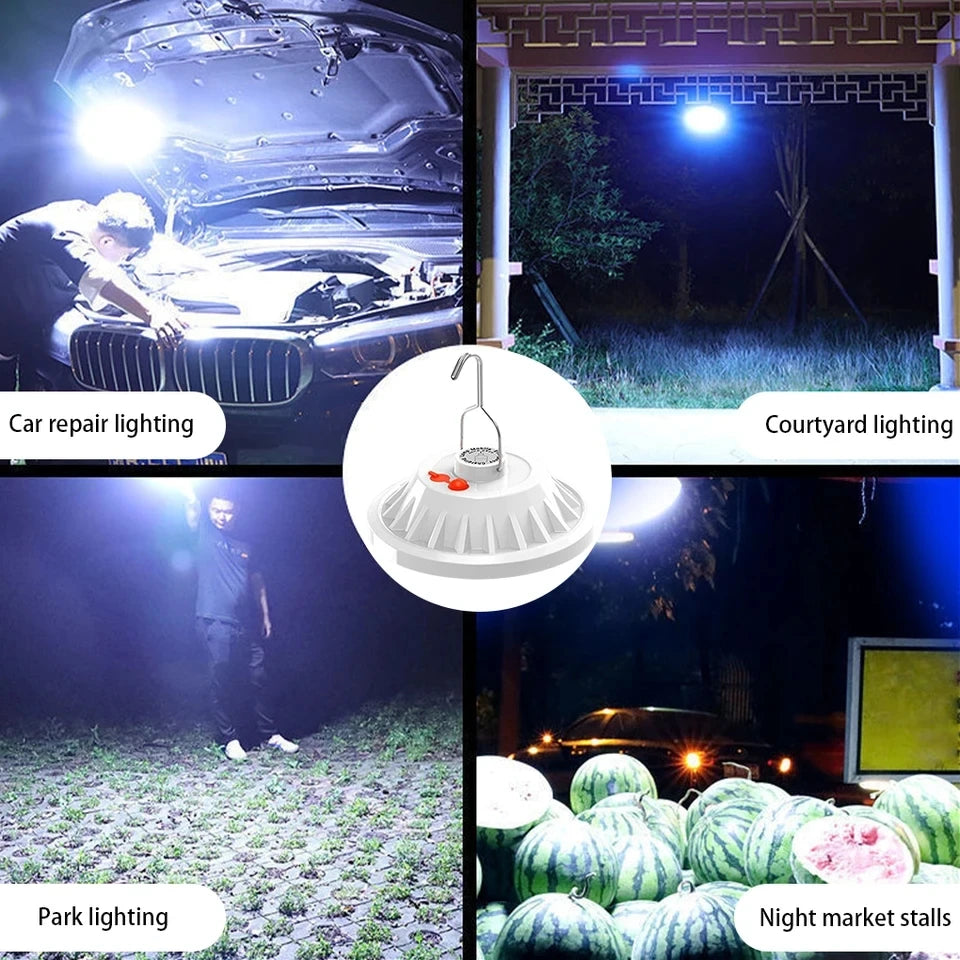 Potente linterna LED para acampar, luz portátil para tienda con carga Solar, lámpara LED recargable de emergencia de 8000mAh para exteriores, 2025