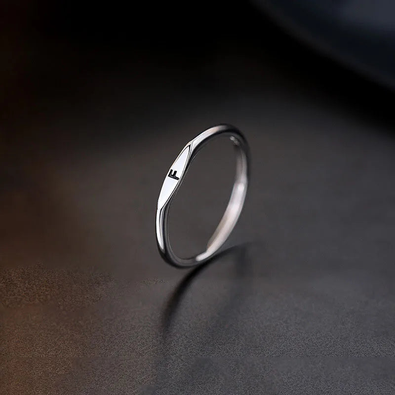 Anillo de Plata de Ley 925 con alfabeto inglés, anillo con inicial de nombre personalizado de estilo Simple, regalo de cumpleaños, joyería fina para mujer
