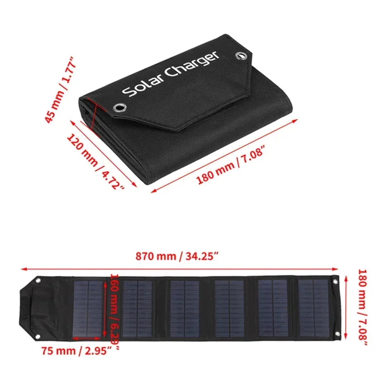 Panel Solar plegable de 60W, 80W, 100W, 5V, USB, bolsa plegable portátil, cargador de batería para teléfono, Camping al aire libre, Banco de energía impermeable