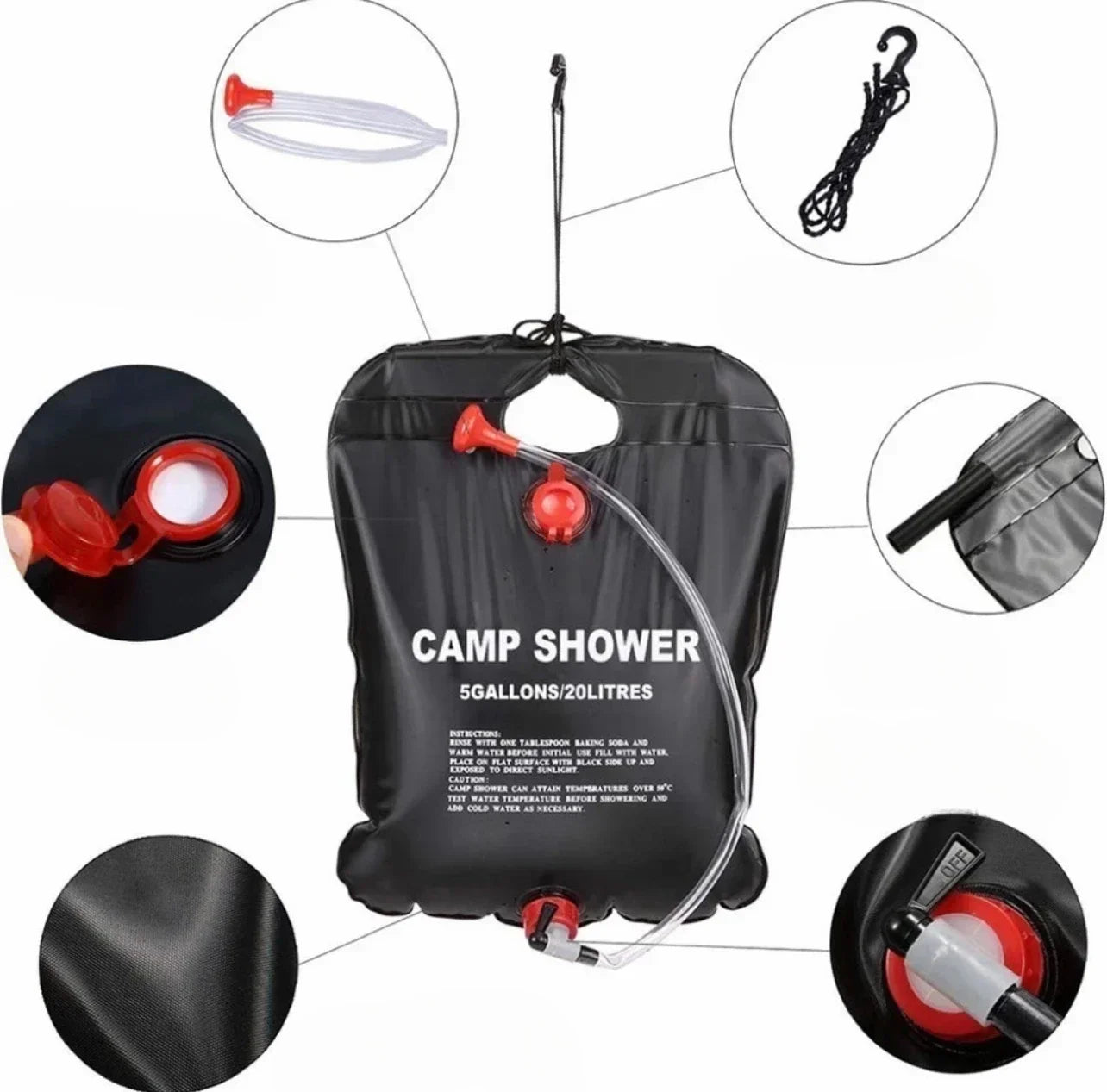 Bolsas de ducha para exteriores, bolsa de ducha Solar plegable, bolsa de agua para baño al aire libre, bolsas de ducha de agua calentadas compactas para acampar, 20/40L, 1 ud.