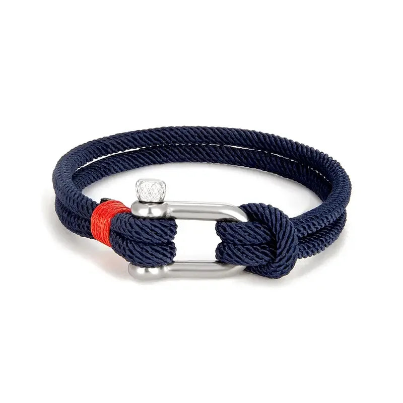 Pulsera de supervivencia en forma de U de acero y titanio negro para hombre, pulsera de cuerda con grillete de emergencia de rescate para acampar al aire libre, 21cm, 1 ud.