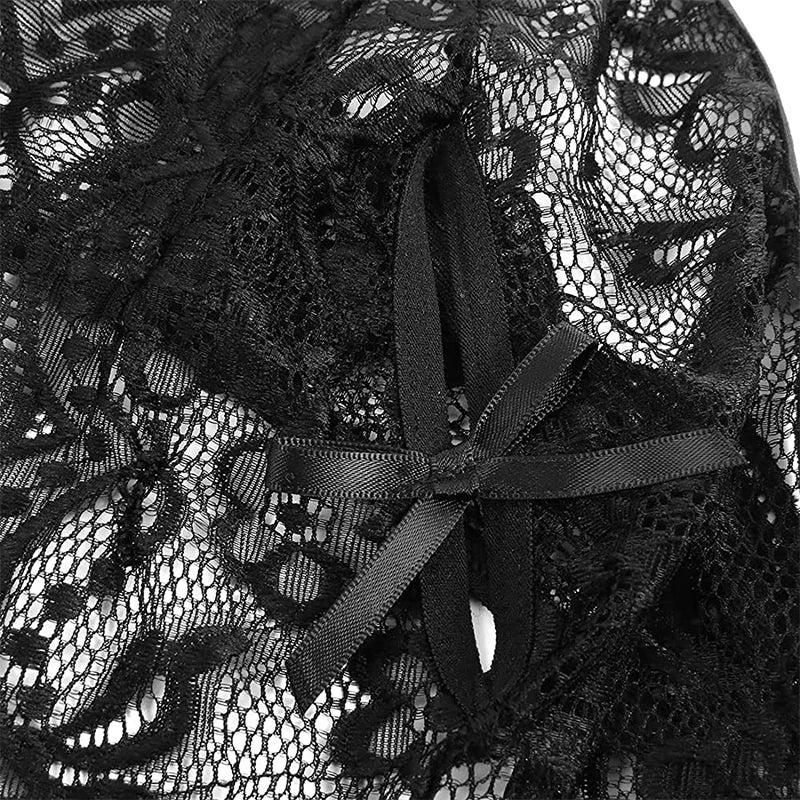 Ropa interior sin entrepierna Porno para mujer, recorte de encaje transparente, disfraces eróticos de peluche, lencerÃa Sexy, sujetador abierto en V profundo, vestido de muñeca para bebé