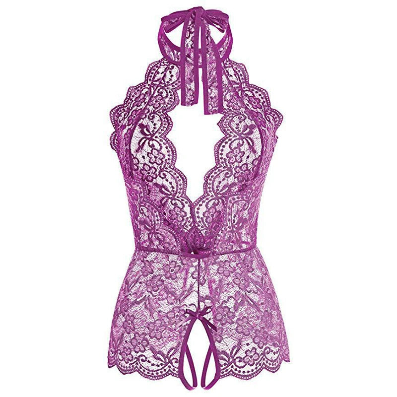 LencerÃa erótica para mujer, Body de peluche transparente de encaje, disfraz Porno para mujer, escote en V profundo, entrepierna abierta, muñeca bebé, falda Sexy, ropa interior