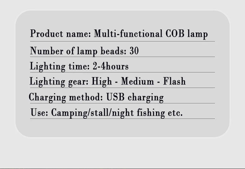 MINI luz LED multifuncional para acampar, linterna portátil recargable con Base magnética para tienda de campaña al aire libre, senderismo de emergencia