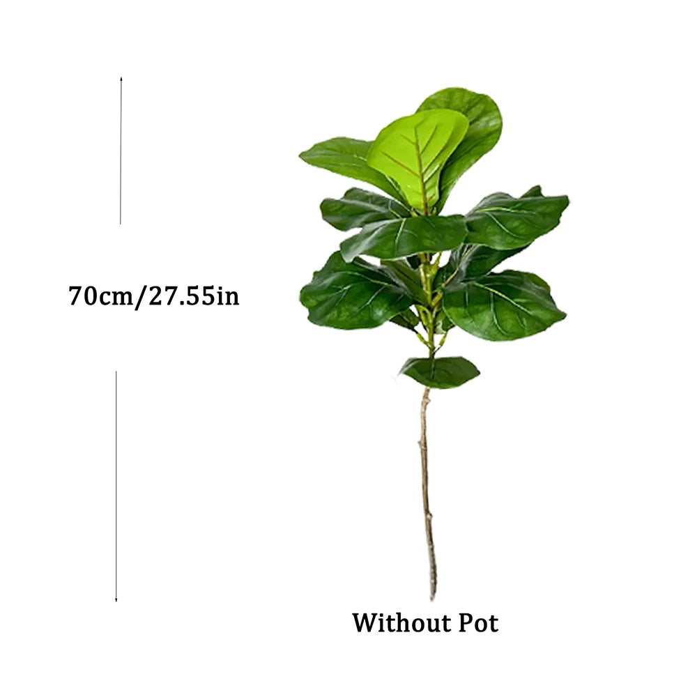 ÃÂrbol Ficus Artificial grande de 70-135cm, rama de plantas de goma falsas, hojas de violÃÂn de plástico para decoración interior y exterior del jardÃÂn del hogar