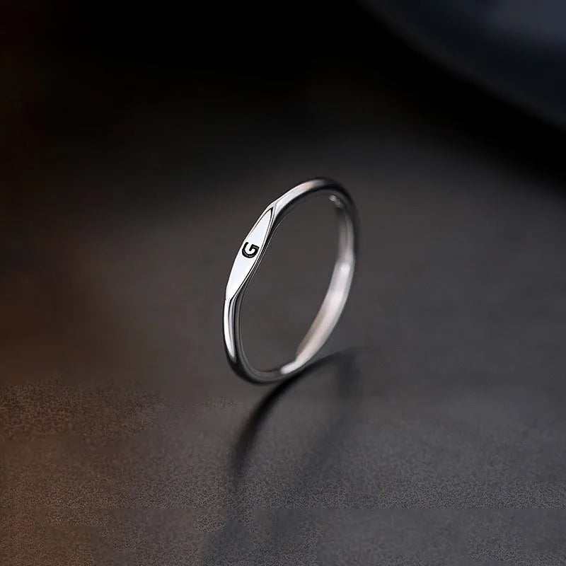 Anillo de Plata de Ley 925 con alfabeto inglés, anillo con inicial de nombre personalizado de estilo Simple, regalo de cumpleaños, joyería fina para mujer