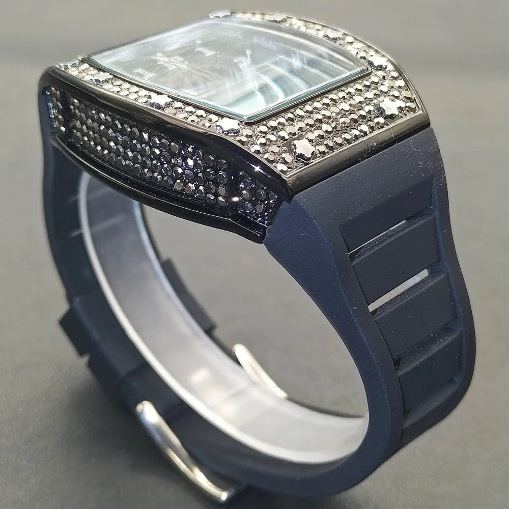 MISSFOX, nuevos relojes de pulsera para hombre, correa de goma Tonneau, reloj de cuarzo resistente al agua para hombre, relojes huecos de oro clásicos únicos para hombre, regalos