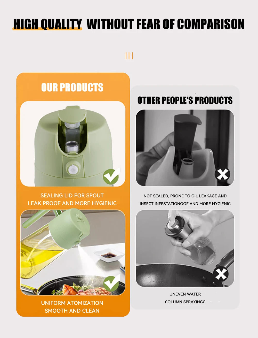 Botella vacía de aceite de 500mL, pulverizador y vertedor 2 en 1, contenedor de aceite de plástico, dispensador de aceite de cocina, vaporizador, vinagrera para acampar y barbacoa