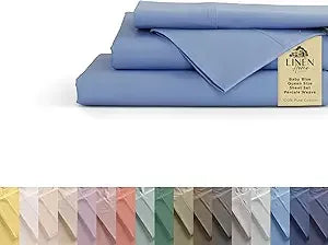 Sábanas de percal 100% algodón tamaño Queen, crema, bolsillo profundo, juego de 4 piezas: 1 sábana bajera plana, 1 bolsillo profundo y 2 fundas de almohada,