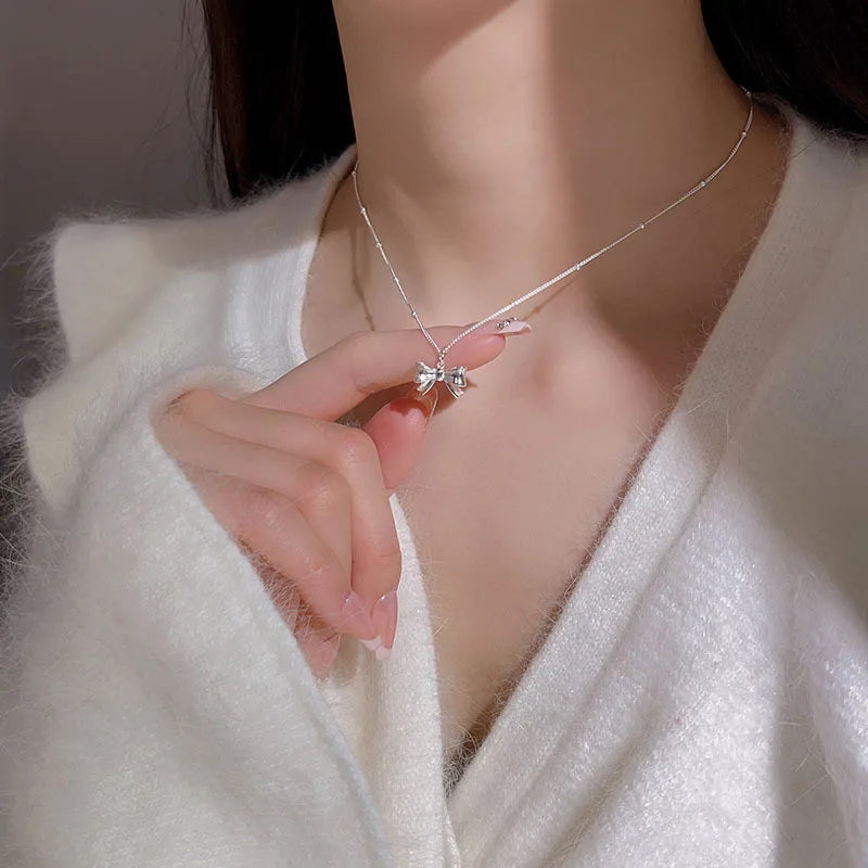Collar de mariposa de plata para mujer, collar con colgante de circón de cristal para mujer y niña, collar de cadena de cristal, joyerÃa de fiesta