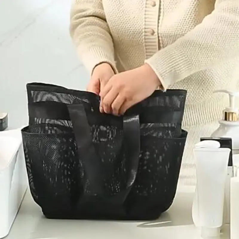 Bolsa de ducha de malla, bolsa de aseo colgante, bolsa de lavado portátil, bolsa de cosméticos de secado rápido, organizador de ducha para baño, dormitorios, Camping