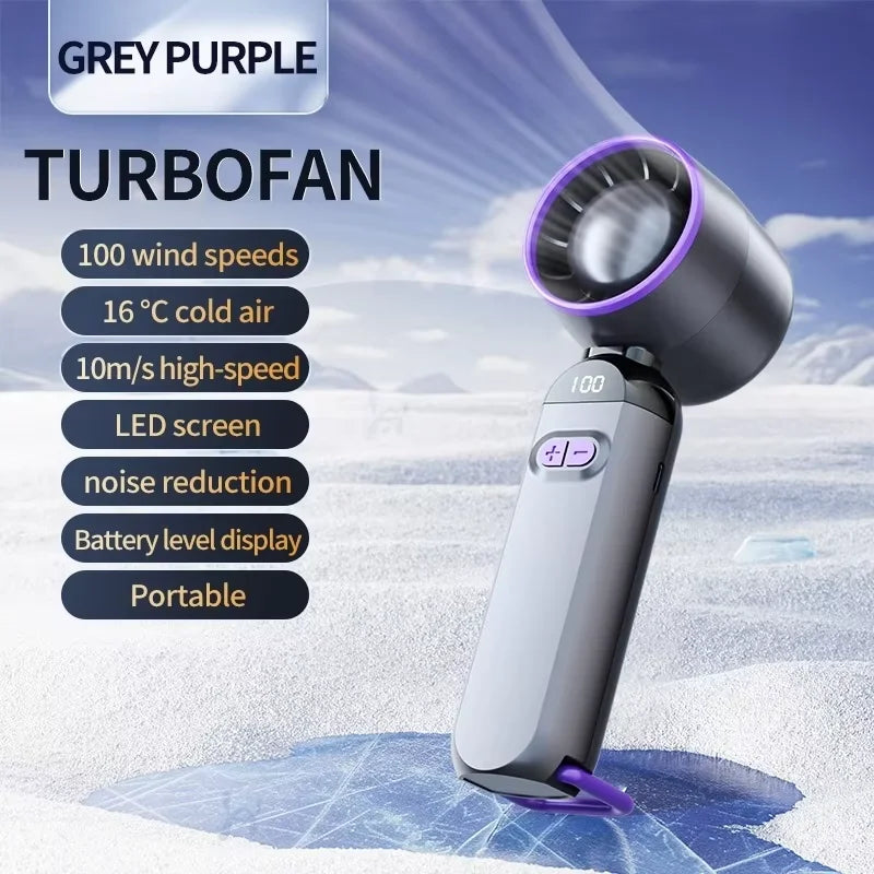 Ventilador de carga USB plegable, ventilador de viento fuerte para exteriores, ventilador portátil con pantalla Digital para viajes de acampada al aire libre