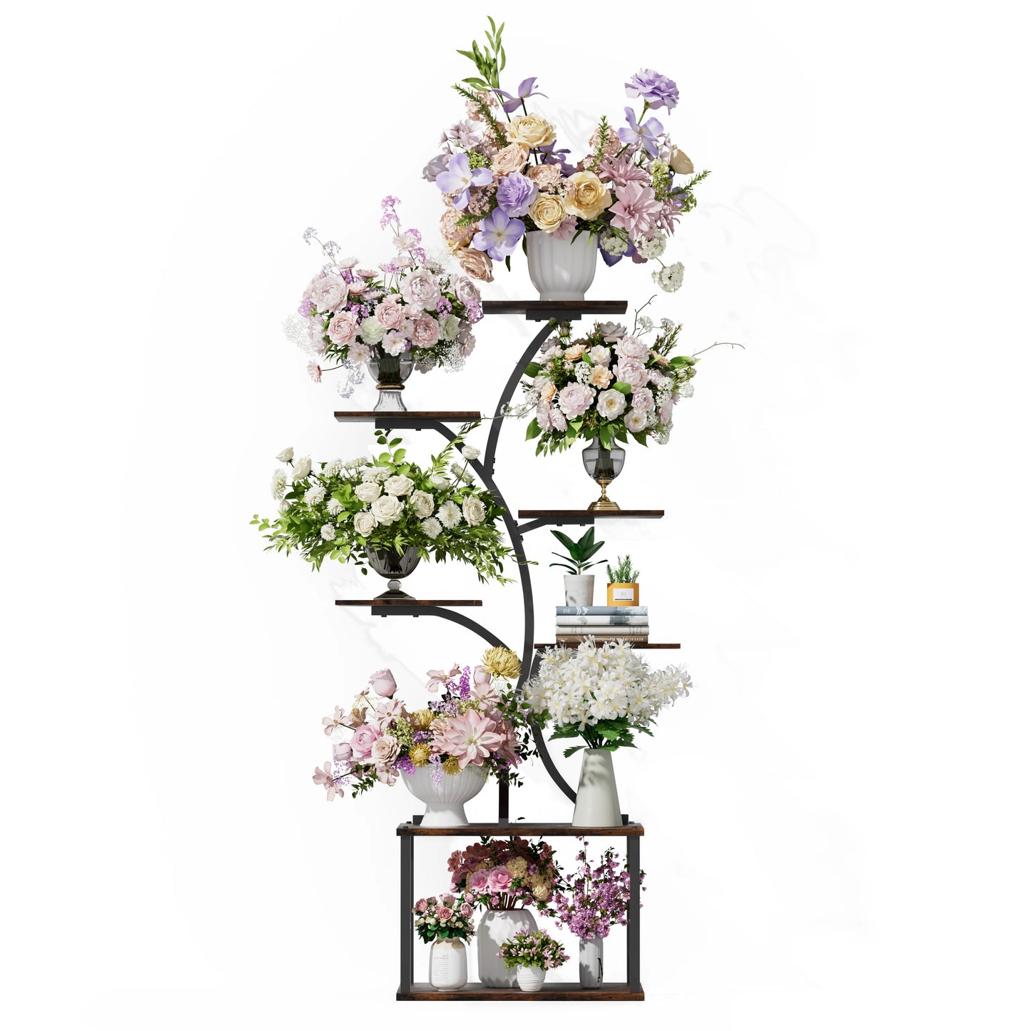 Soporte para plantas multicapa, soporte para plantas en forma de árbol de estilo Industrial, estante de exhibición, soporte para flores de esquina para maceteros de jardín, interior