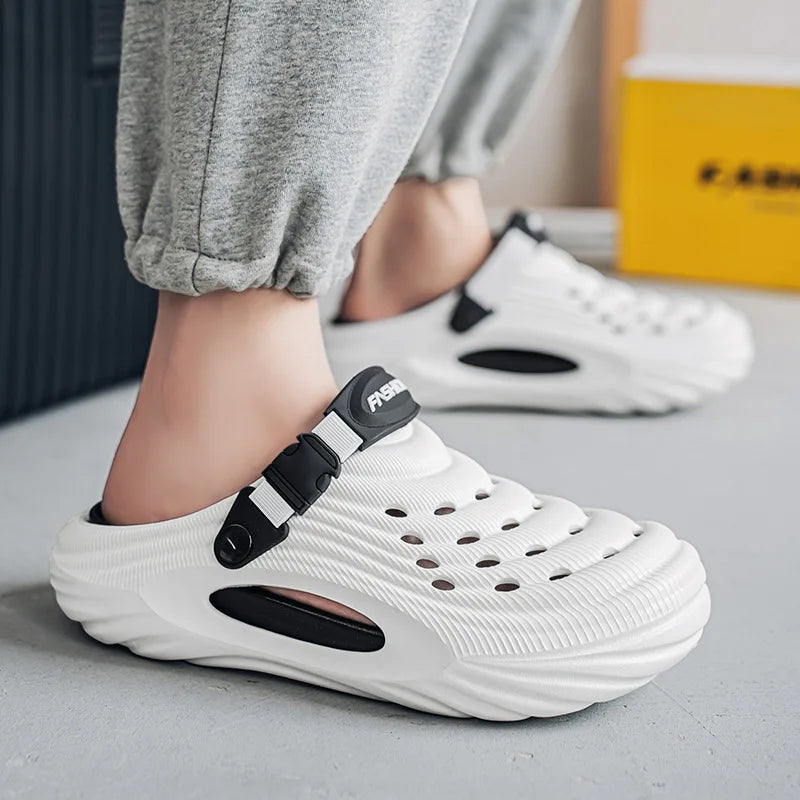 Zuecos con soporte para el arco para hombre, calzado para jardín, zapatillas de playa sin cordones para exteriores, sandalias con cojín cómodo extraíble