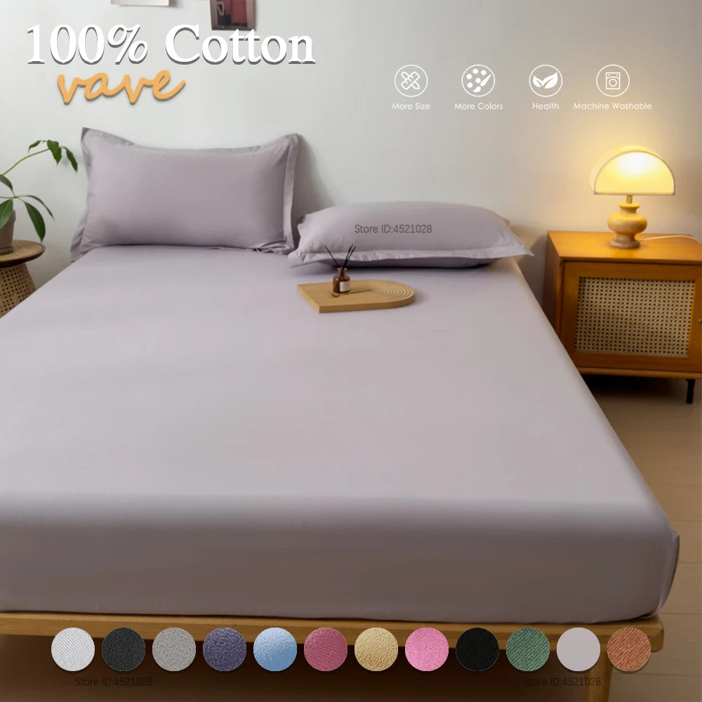 Sábana bajera de algodón de tamaño completo con bandas elásticas para camas individuales/dobles/King/Queen, protectores de funda de colcha