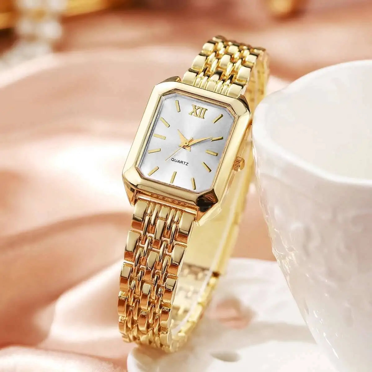Reloj de cuarzo rectangular a la moda para Mujer, relojes de pulsera analógicos de lujo, Reloj de Mujer para niñas, Reloj de regalo (sin caja)