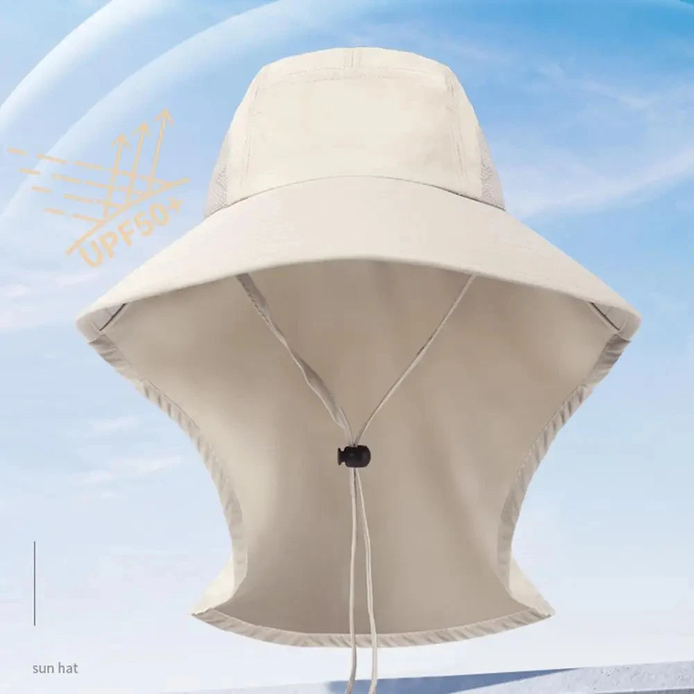 Sombrero de sol de ala ancha con solapa para el cuello para hombres y mujeres ajustable al aire libre 50 + protección UPF gorra de Safari senderismo sombrero de pesca