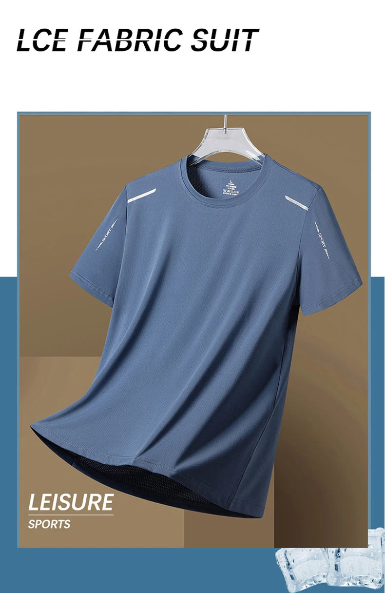 CHRLCK-camisetas de secado rápido para correr para hombre, camisetas transpirables para senderismo y pesca, Camisa corta para deportes al aire libre de elasticidad suave, verano