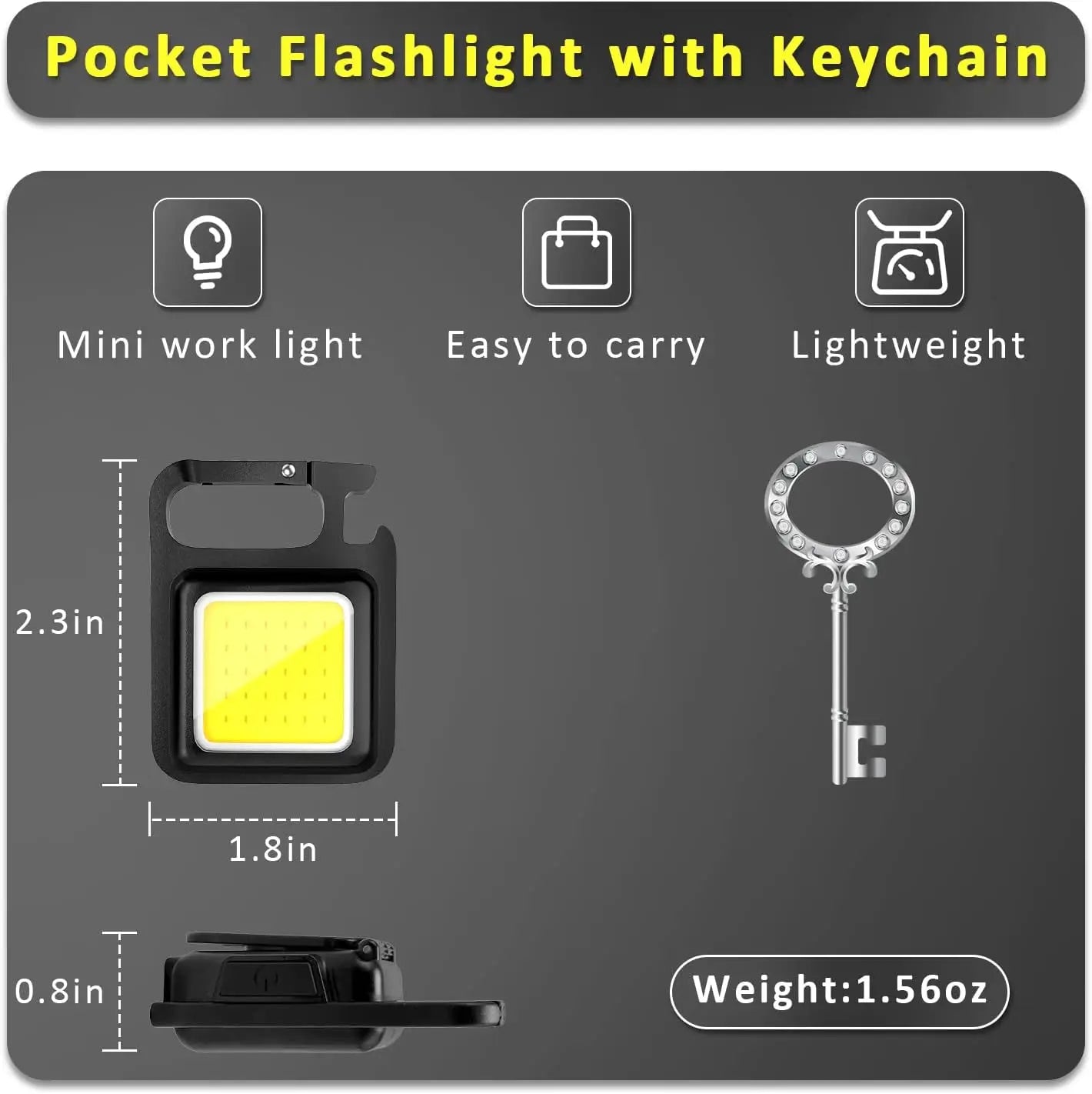 Linterna LED superbrillante, soporte plegable de 1500LM, llavero con abrebotellas, luz impermeable recargable por USB, herramienta para acampar al aire libre
