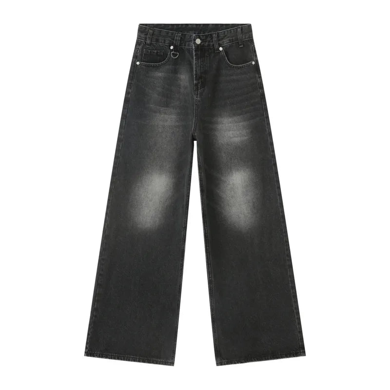 IEFB, pantalones vaqueros de verano para hombre, pantalones vaqueros lavados de color azul viejo para hombre, ropa informal recta para hombre, pantalones sueltos de pierna ancha, nueva moda 9C354