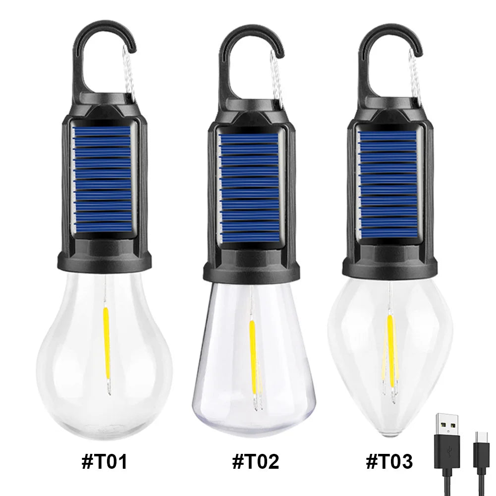 Linterna de iluminación LED con energía Solar, luz de tienda para exteriores con carga USB, impermeable, luz de ambiente para barbacoa, para acampar al aire libre, 2-5 uds.