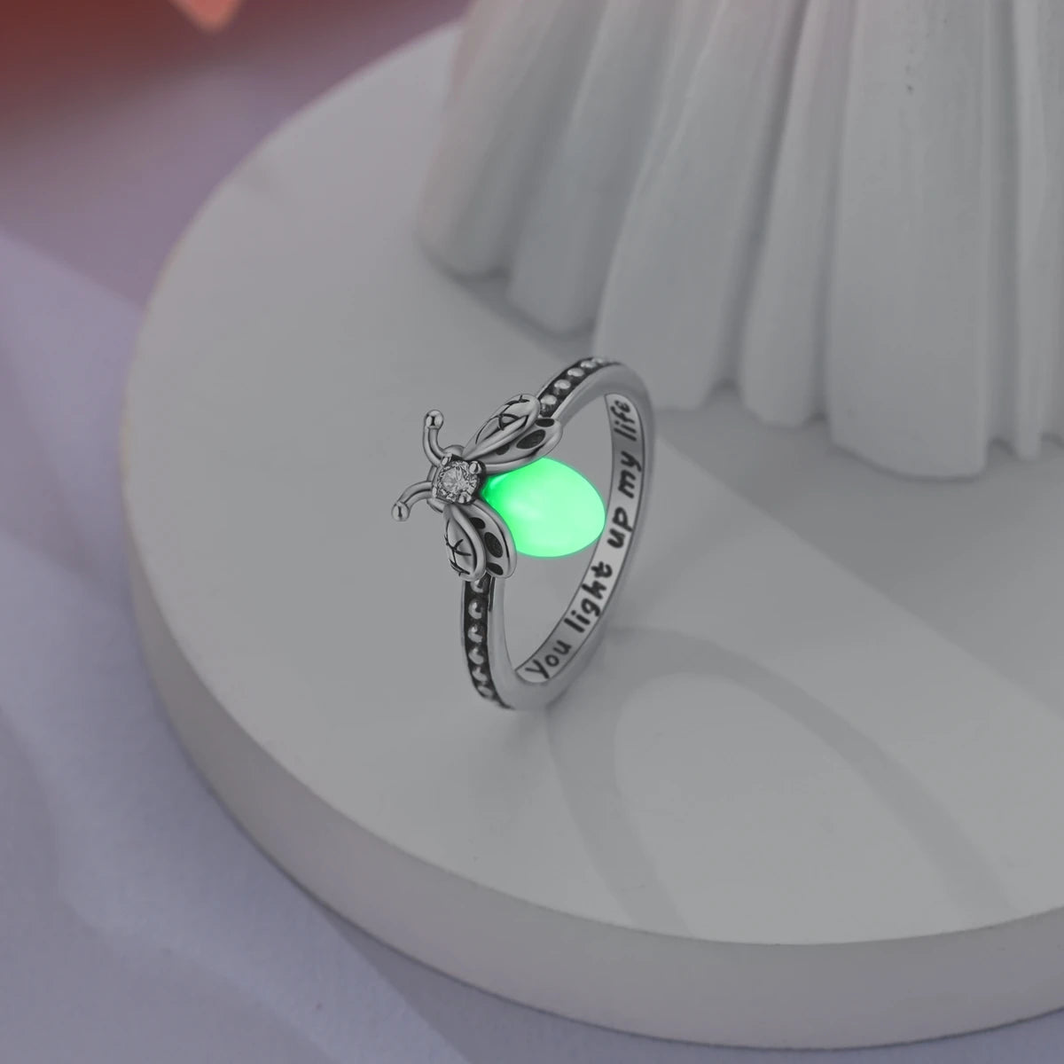 Anillo de Plata de Ley 925 Original para mujer, joyería fina con circonita, luciérnaga, corazón, cruz