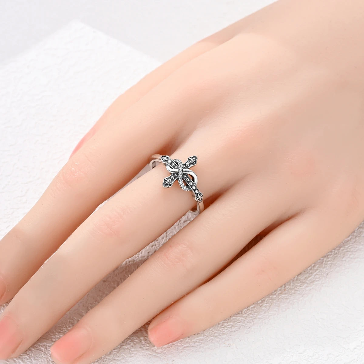 Anillo de Plata de Ley 925 Original para mujer, joyería fina con circonita, luciérnaga, corazón, cruz