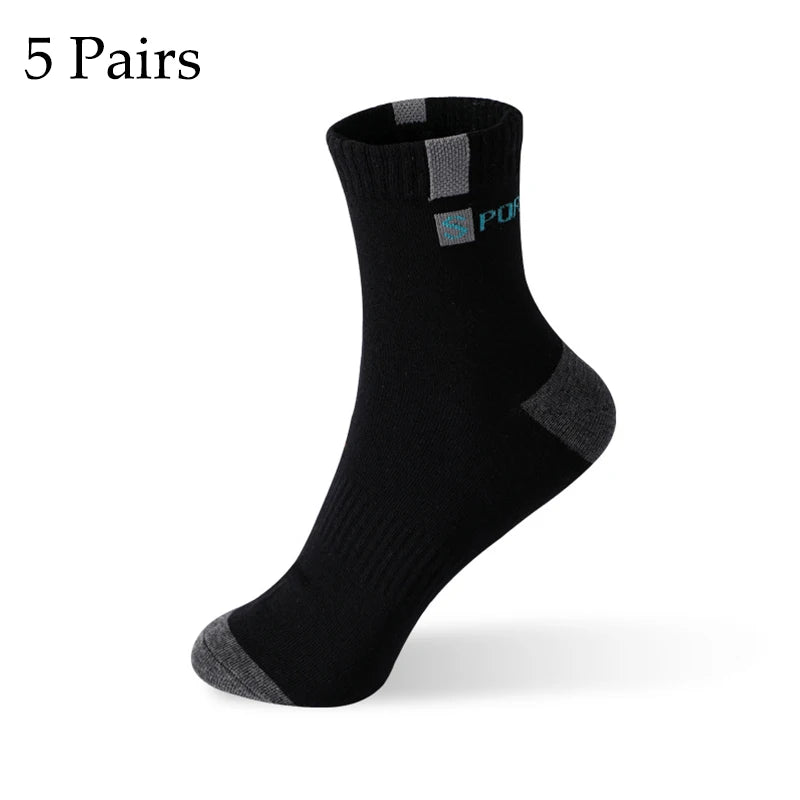 5 pares de calcetines de algodón para hombre, zapatillas deportivas transpirables suaves con letras a la moda, medias de tubo medio de alta elasticidad, toalla Sox de verano