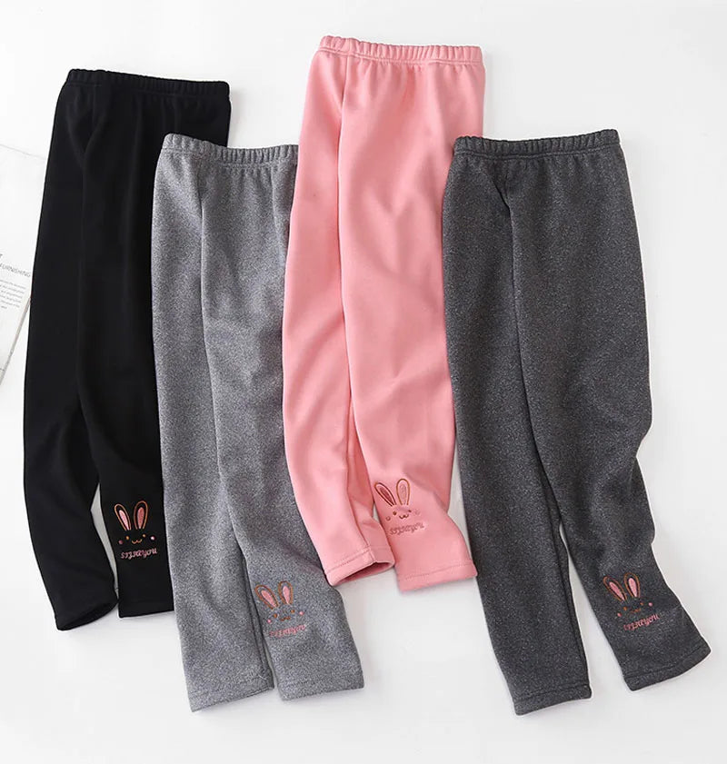 Leggings para niñas Otoño Invierno grueso cálido más lindo conejo Fond niños bebé parte inferior pantalones