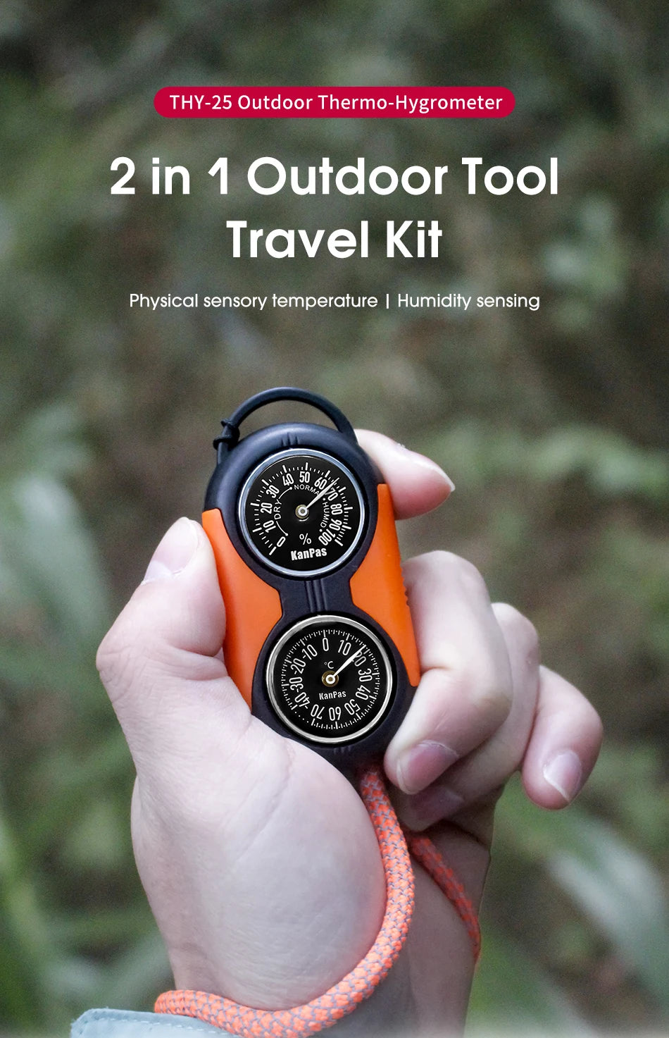 KANPAS Kit de brújula con termómetro/Kit de termohigrómetro de calidad/para exteriores, Camping, senderismo, senderismo, caza, ahorro en vivo, supervivencia