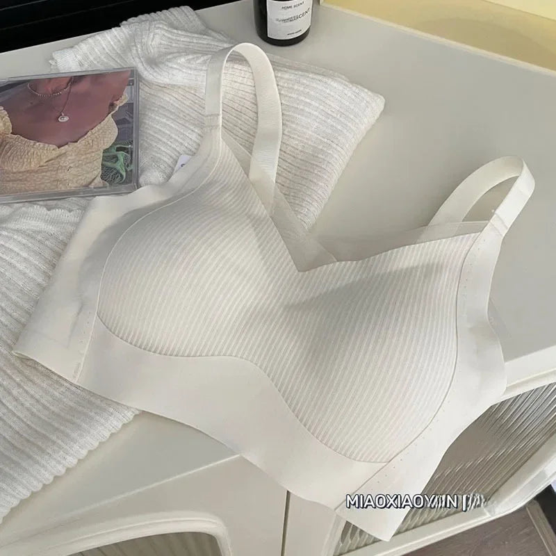 Sujetadores suaves y cómodos para mujer, ropa interior de nailon de apoyo ajustada al aire, sujetador elástico lateral con retroceso cero, ropa interior para mujer