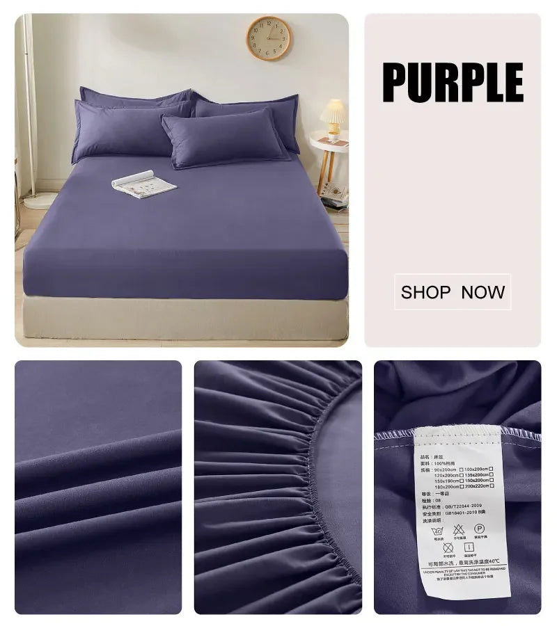 Sábana ligera de estilo veraniego con banda elástica, fundas de colchón de Color sólido, Protector para cama individual doble King, 100% algodón