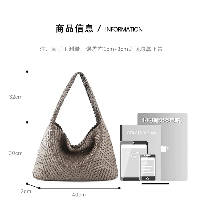 ZR DIARY-Bolso tejido de lujo para mujer, bolsa de mano de gran capacidad de cuero PU, informal, a la moda, con textura suave, BZ618