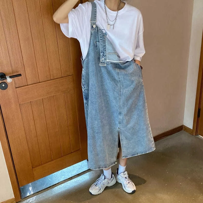 Primavera Verano Denim vestido general mujeres sin mangas Jeans vestidos moda femenina sólido Slip Casual suelto Spaghetti Strap vestidos