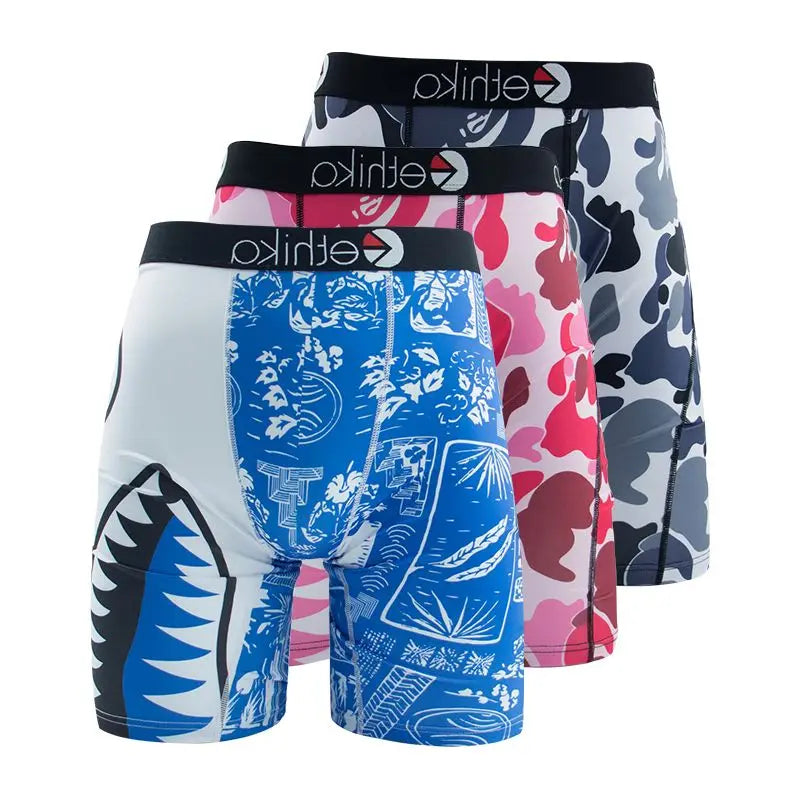 Calzoncillos Bóxer estampados para hombre, ropa interior Sexy, 3 piezas, talla grande XXXL