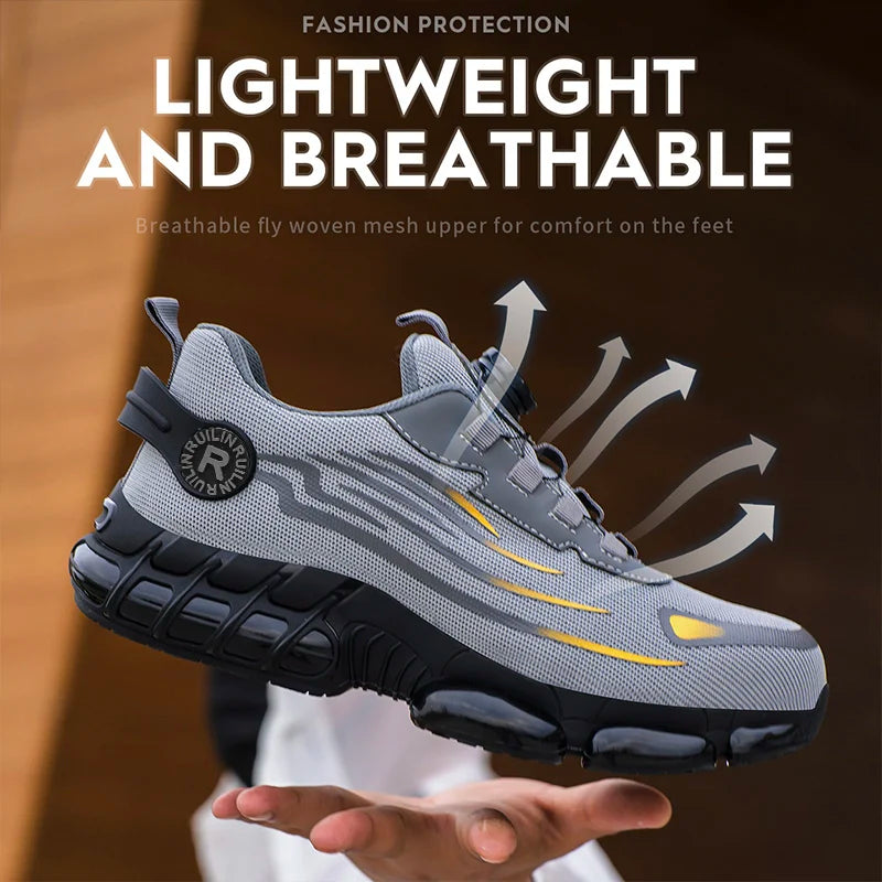 Zapatos de seguridad protectores con punta de acero indestructibles, zapatos de trabajo antideslizantes y resistentes a la abrasión, zapatillas cómodas y resistentes para hombres 