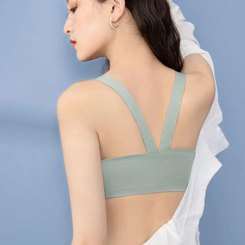 Sujetador inalámbrico con hebilla frontal en V profundo, sujetador antiflacidez a prueba de golpes para mujer, lencería de Copa grande, sujetadores sin costuras para niñas y mujeres