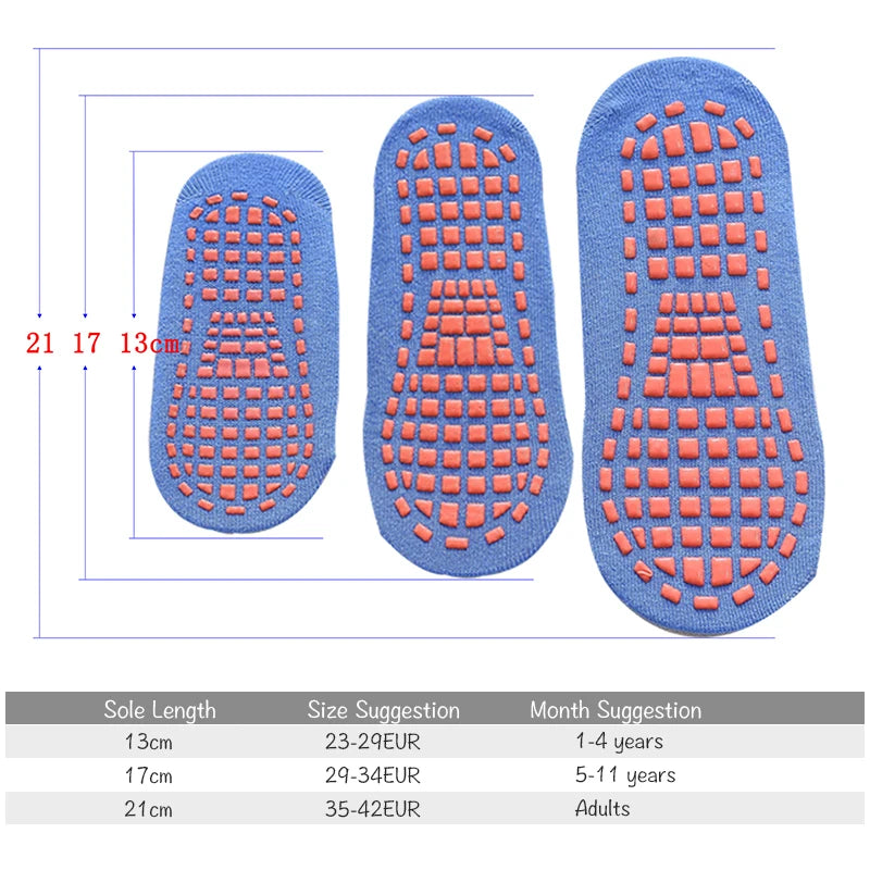 Calcetines antideslizantes para niños y adultos, calcetines de trampolín para padres e hijos, calcetines de algodón elásticos, calcetines deportivos para niños y niñas