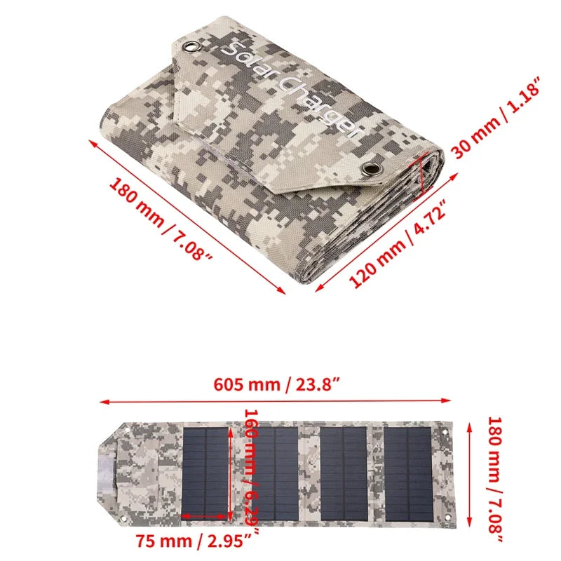 Panel Solar plegable de 60W, 80W, 100W, 5V, USB, bolsa plegable portátil, cargador de batería para teléfono, Camping al aire libre, Banco de energía impermeable