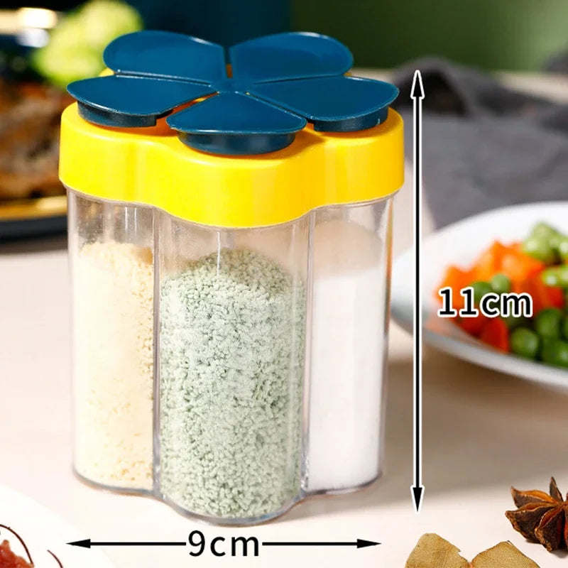 Tarro de condimentos para acampar con tapas, compartimento transparente para especias para cocinar al aire libre, barbacoa, salero y pimienta, Camping al aire libre