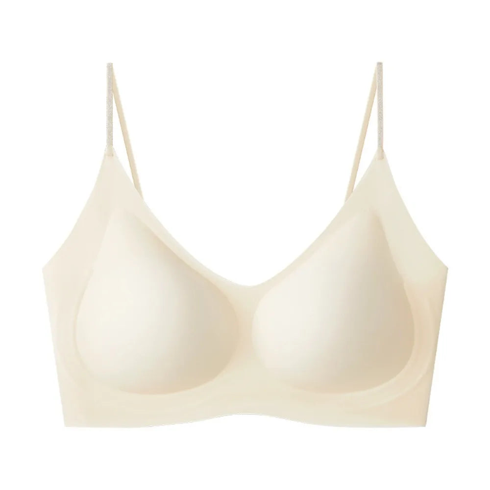 Cómodo sujetador inalámbrico a prueba de golpes con escote en V profundo, lencería antiflacidez, sujetador sin costuras, ropa interior push-up ajustable para niñas