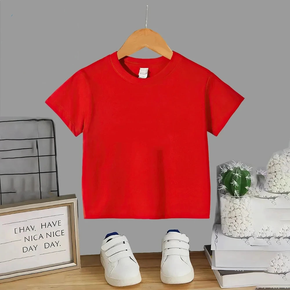 Camiseta de punto de Disney con dibujos animados de verano para niñas, camisetas rojas y rosas para niños, ropa superior, camisetas de moda para niños, conjunto de pantalones cortos para niños de 3 a 12 años