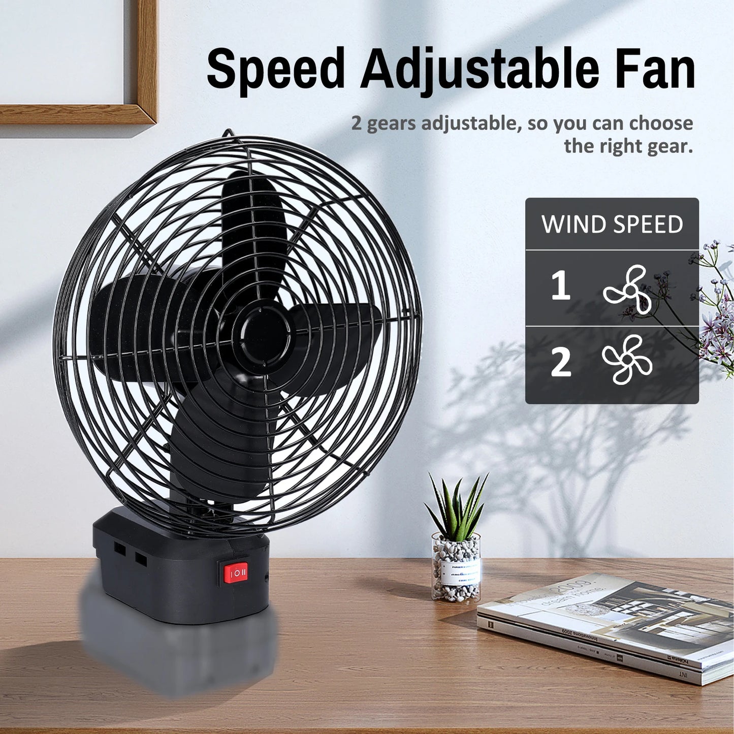 Ventilador de Camping portátil multifuncional para interiores y exteriores, ventilador de Metal inalámbrico, batería de litio, velocidad ajustable, para Picnic y Pesca