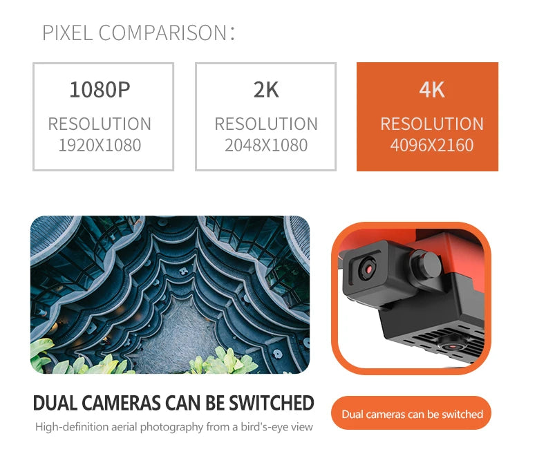 Nuevo Dron E99Pro RC 4K profesional con cámara HD gran angular de 1080P helicóptero plegable WIFI FPV altura mantener juguete de regalo