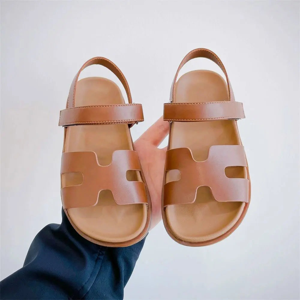 Sandalias de playa para niños, zapatos descalzos para niñas y niños, calzado plano sin cordones con dedos abiertos, zapato de moda para niños de verano 2025 para 26-36