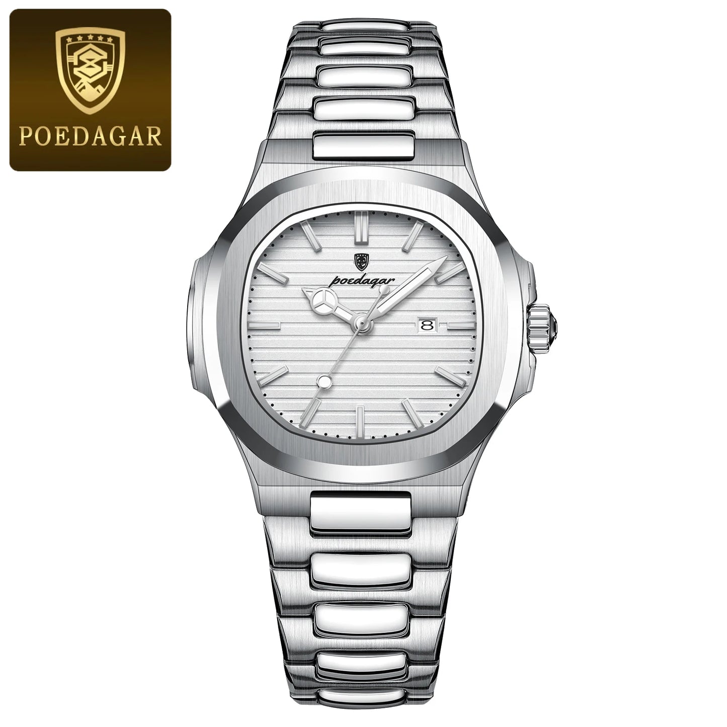 Reloj POEDAGAR cuadrado de lujo para mujer, reloj de pulsera resistente al agua con fecha luminosa para mujer, relojes de cuarzo de moda de acero inoxidable para mujer