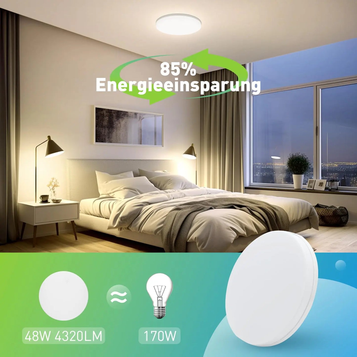 Luz de techo LED redonda, accesorio de iluminación decorativo para el hogar, sala de estar, dormitorio, cocina interior, 18 W, 24 W, 36 W, 48W